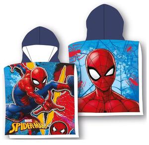 DĚTSKÝ BAVLNĚNÝ PONČO RUČNÍK S KAPUCÍ SPIDERMAN 50X115 CM VZOROVANÝ