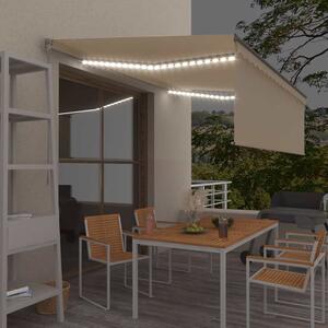 Ručně zatahovací markýza s roletou a LED 4 x 3 m krémová 3069422