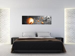 Obraz oražových abstraktních koulí (170x50 cm)