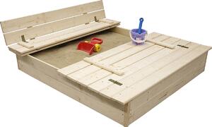 Dětské dřevěné pískoviště s poklopem a lavičkami PAULINA - 1200 x 1200 mm