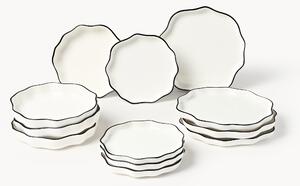 Sada porcelánového nádobí s vlnitým okrajem Bia, pro 4 osoby, 12 dílů