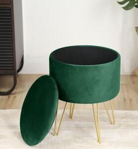 Ak furniture Taburet Lili s úložným prostorem zelený