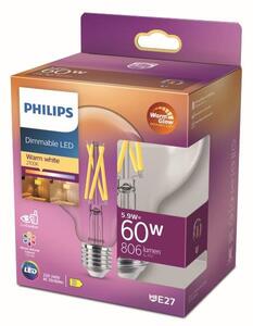 Philips 8719514323957 LED žárovka E27 5,9W/60W 806lm 2200-2700K G93 filament WarmGlow Dimmable