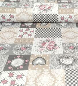 Metráž dekorační látka růžičky patchwork | RTex