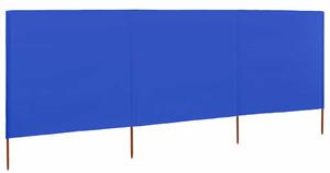 3dílná zástěna proti větru látková 400 x 120 cm azurově modrá