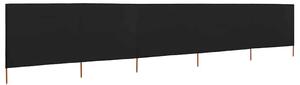 5dílná zástěna proti větru textil 600 x 120 cm černá