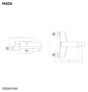 Mereo Vanová nástěnná baterie, Mada, 15cm, bez příslušenství, chrom