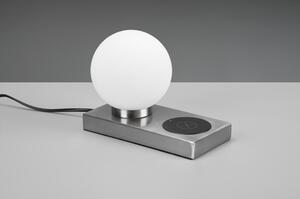 Stolní lampa s bezdrátovou nabíječkou ve stříbrné barvě (výška 15 cm) Chloe – Trio