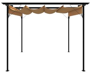 Pergola se zatahovací střechou taupe 3 x 3 m ocel 180 g/m²
