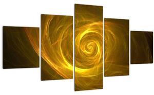 Obraz abstraktní žluté spirály (125x70 cm)