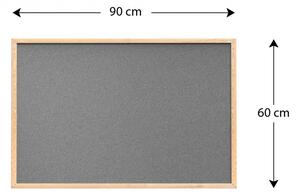 Allboards Tmavě šedá korková tabule v dřevěném rámu 90x60 cm,TKGREY96D