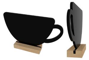 Černá křídová oboustranná tabule na stůl - KÁVA sada 4 ks se stojany,KPL-COFFEE4