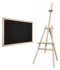 Allboards ,Černá křídová tabule v přírodním rámu + dřevěný bukový stojan,BUN75NAT