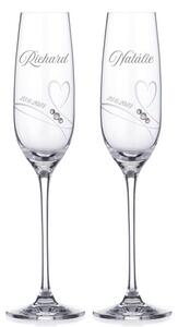 Svatební skleničky na sekt Diamante Romance s krystaly Swarovski 2 ks