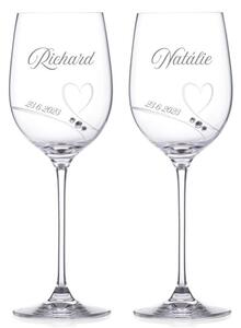 Svatební skleničky na víno Diamante Romance s krystaly Swarovski 2 ks