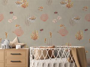 Dětská tapeta podmořský svět - Coral Garden Brown Materiál: Digitální eko vlies - klasická tapeta nesamolepicí