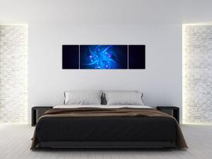 Moderní obraz modré abstrakce (170x50 cm)