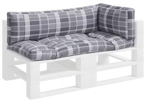 Podušky na palety 3 ks šedé kostkované textil