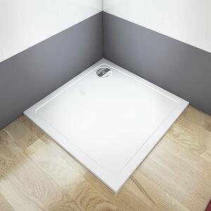 CERANO - Sprchová vanička z litého mramoru čtvercová Piato - bílá matná - 90x90 cm