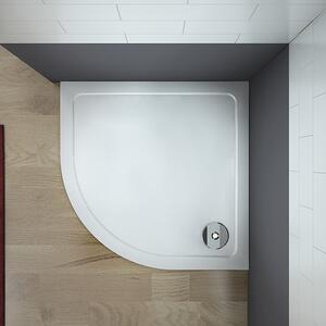 CERANO - Sprchová vanička z litého mramoru čtvrtkruhová Piato - bílá matná - 90x90 cm