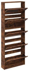 Botník se zrcadlem 5patrový kouřový dub 63 x 17 x 169,5 cm