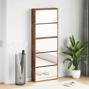 Botník se zrcadlem 5patrový kouřový dub 63 x 17 x 169,5 cm 3228283