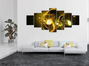 Abstraktní obraz žlutých koulí (210x100 cm)