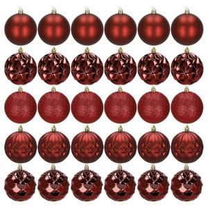 Vánoční baňky červené - mix 8 cm, sada 30ks CA1412