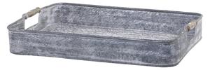 Zinkový antik plechový podnos s držadly Millo - 44*34*6 cm