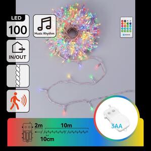 Aigostar - LED Stm venk ván řetěz se senz 100xLED/3xAA 12m multicolor + DO