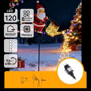 Aigostar -LED Venk vánoční dekorace 120xLED/8 funkcí 80 cm IP44 Santa/teplá bílá