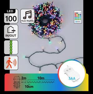 Aigostar - LED Stm venk ván řetěz se senz 100xLED/3xAA 12m multicolor + DO