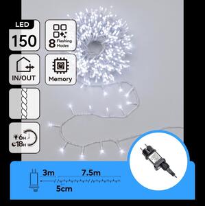 Aigostar - LED Venkovní vánoční řetěz 150xLED/8 funkcí 10,3m IP44 studená bílá