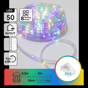 Aigostar - LED Venkovní vánoční řetěz 50xLED/8 funkcí 3xAA 5,3m IP44 multicolor