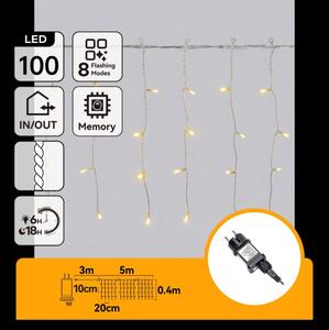 Aigostar - LED Venkovní vánoční řetěz 100xLED/8 funkcí 8x0,4m IP44 teplá bílá