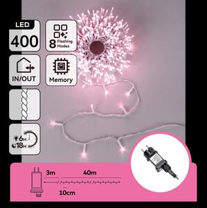 Aigostar - LED Venkovní vánoční řetěz 400xLED/8 funkcí 43m IP44 růžová