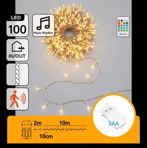 Aigostar - LED Stm venk ván řetěz se senz 100xLED/3xAA 12m teplá bílá + DO