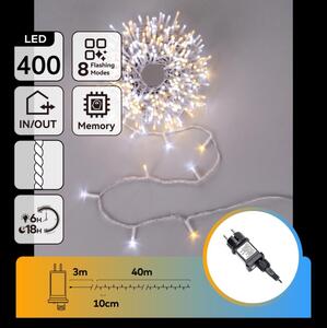 Aigostar - LED Venk vánoční řetěz 400xLED/8 funkcí 43m IP44 teplá/studená bílá