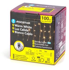 Aigostar - LED Venkovní vánoční řetěz 100xLED/8 funkcí 8x0,4m IP44 teplá bílá