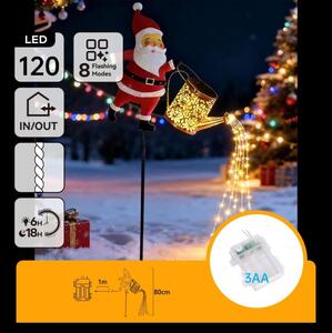 Aigostar- LED Venk vánoční dekorace 120xLED/3xAA/8 funkcí 80 cm IP44 Santa/teplá