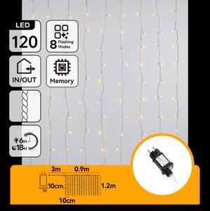 Aigostar - LED Venkovní vánoční řetěz 120xLED/8 funkcí 3,9x1,2m IP44 teplá bílá