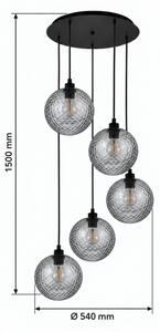 BRILAGI - LED Lustr na lanku RETRO GLASS 5xE27/60W/230V černá/kouřová šedá