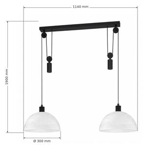 BRILAGI - LED Lustr na lanku RETRO GLASS 2xE27/40W/230V černá/bílá