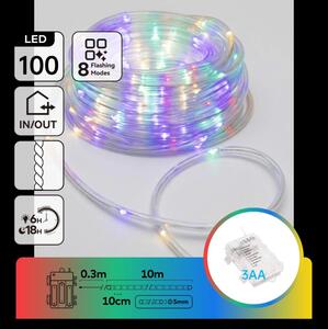 Aigostar-LED Venkovní vánoční řetěz 100xLED/8 funkcí 3xAA 10,3m IP44 multicolor