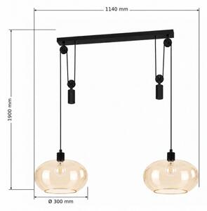 BRILAGI - LED Lustr na lanku RETRO GLASS 2xE27/40W/230V černá/kouřová béžová