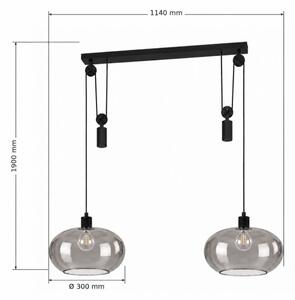 BRILAGI - LED Lustr na lanku RETRO GLASS 2xE27/40W/230V černá/kouřová šedá