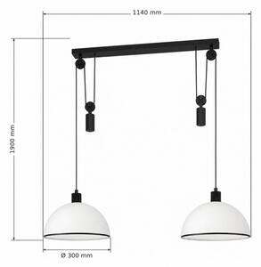 BRILAGI - LED Lustr na lanku RETRO GLASS 2xE27/40W/230V černá/bílá