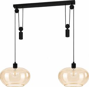 BRILAGI - LED Lustr na lanku RETRO GLASS 2xE27/40W/230V černá/kouřová béžová