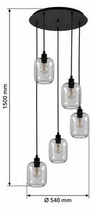 BRILAGI - LED Lustr na lanku RETRO GLASS 5xE27/60W/230V černá/kouřová šedá