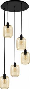 BRILAGI - LED Lustr na lanku RETRO GLASS 5xE27/60W/230V černá/kouřová hnědá